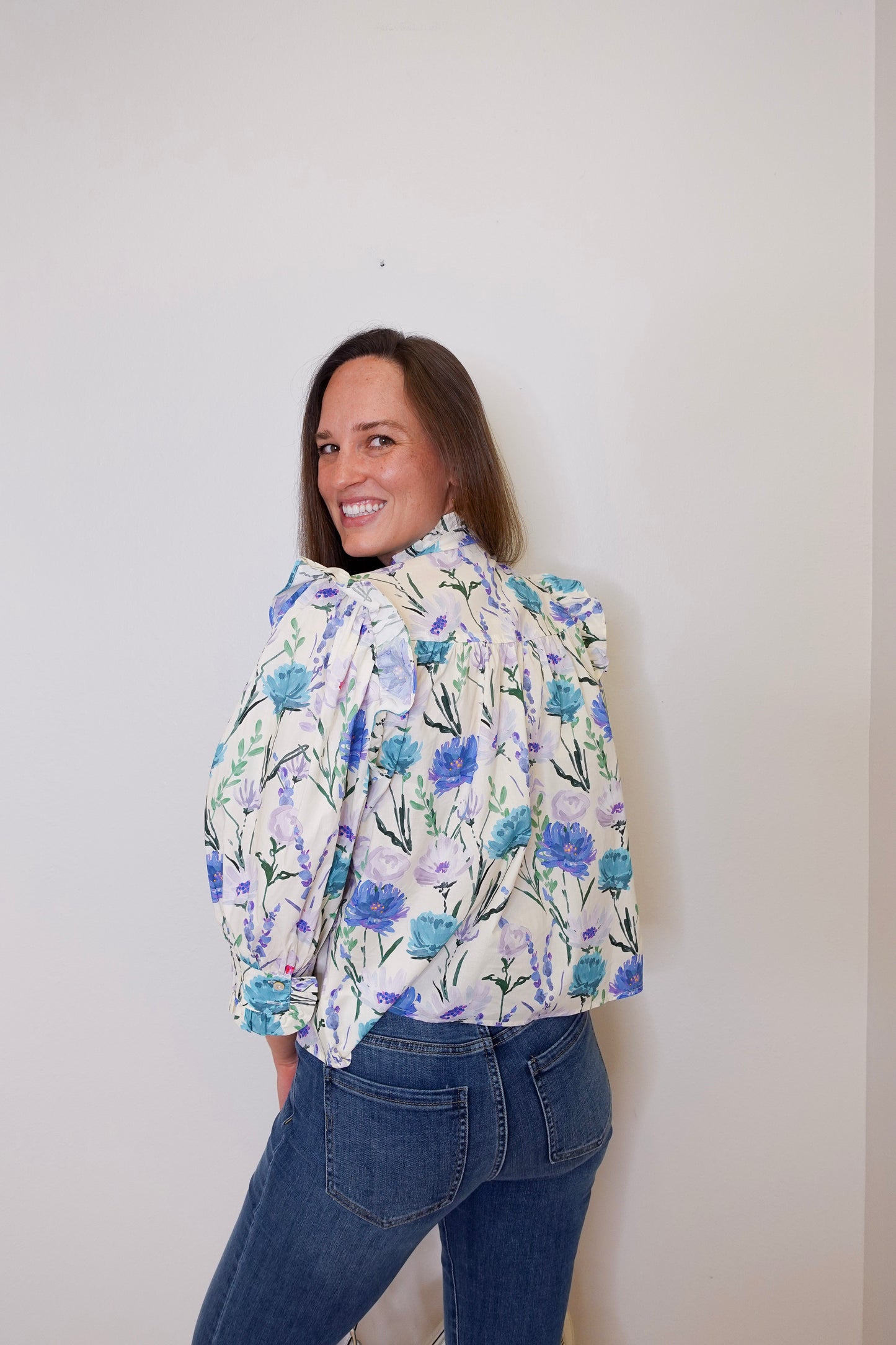 3/4 Sleeve Floral Blouse