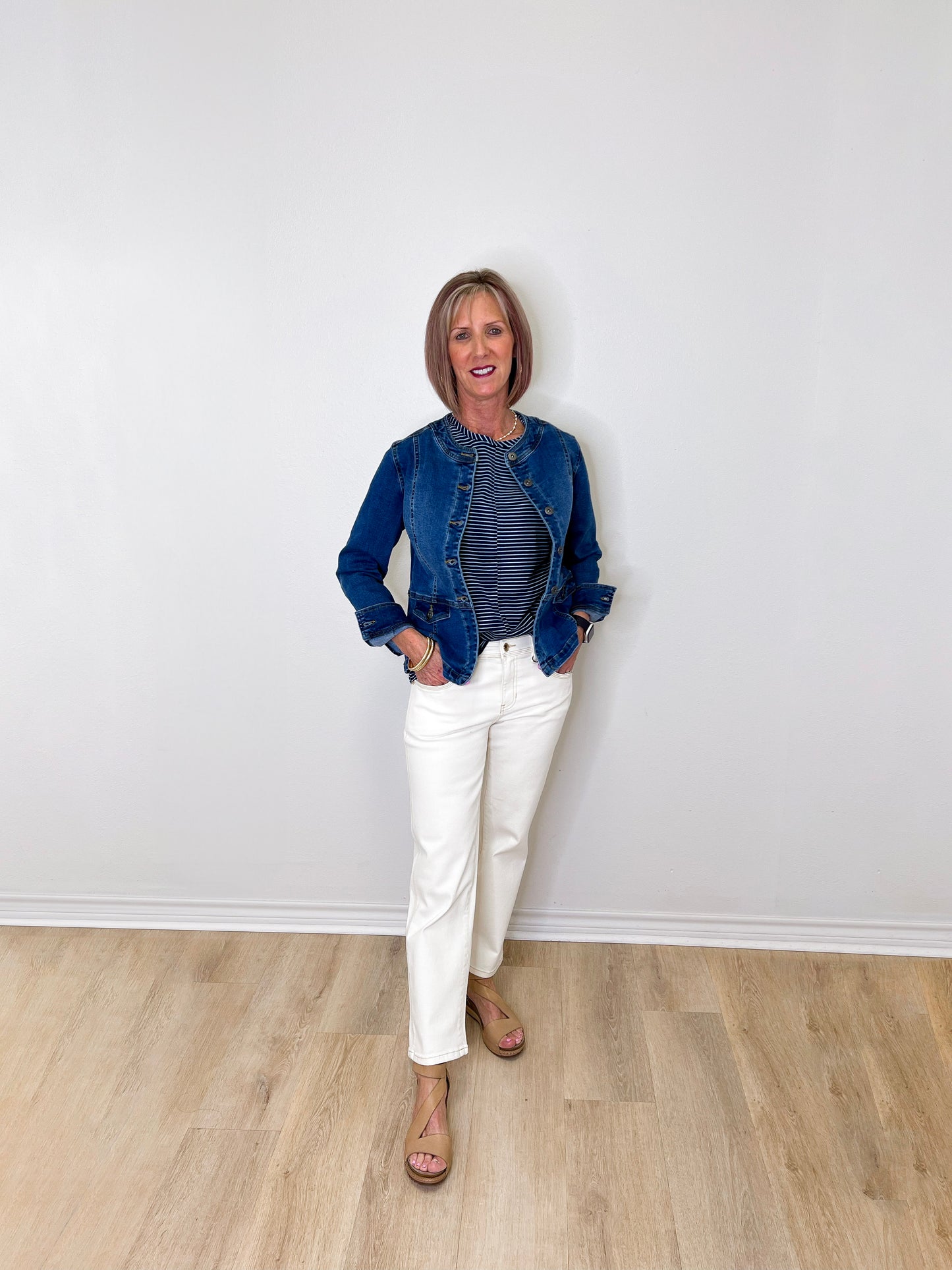 STRETCH DENIM MOTO JACKET