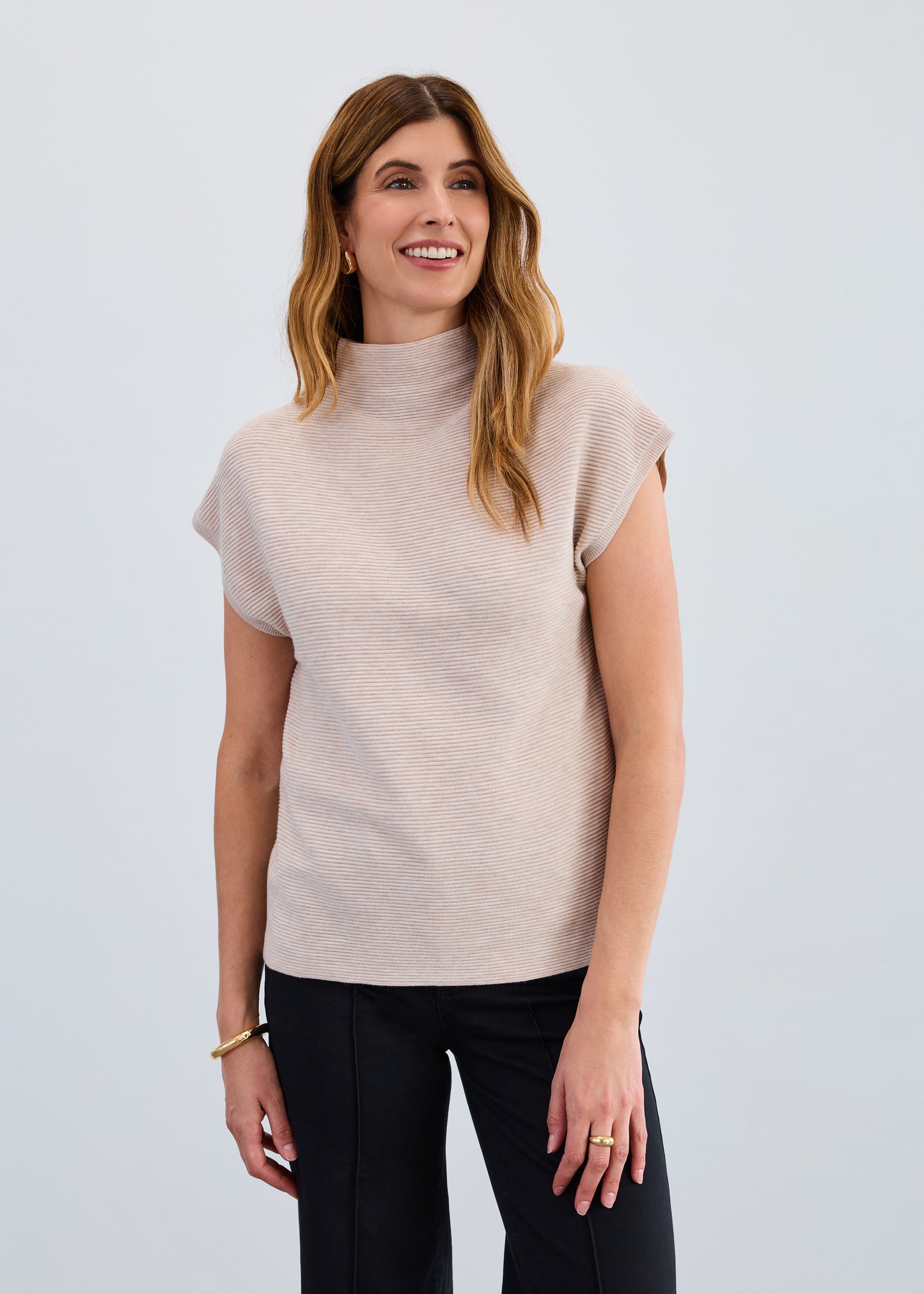 Ottoman Cap Sleeve Sweater Vest