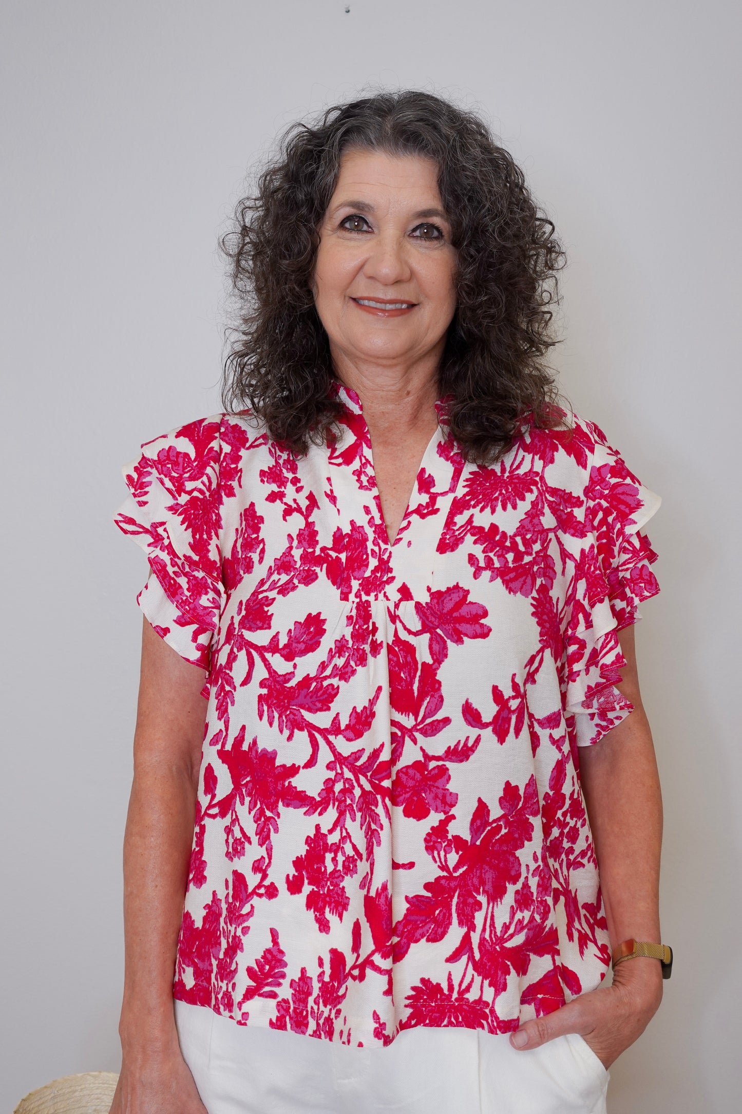 Floral Ruffled Sleeve Blouse