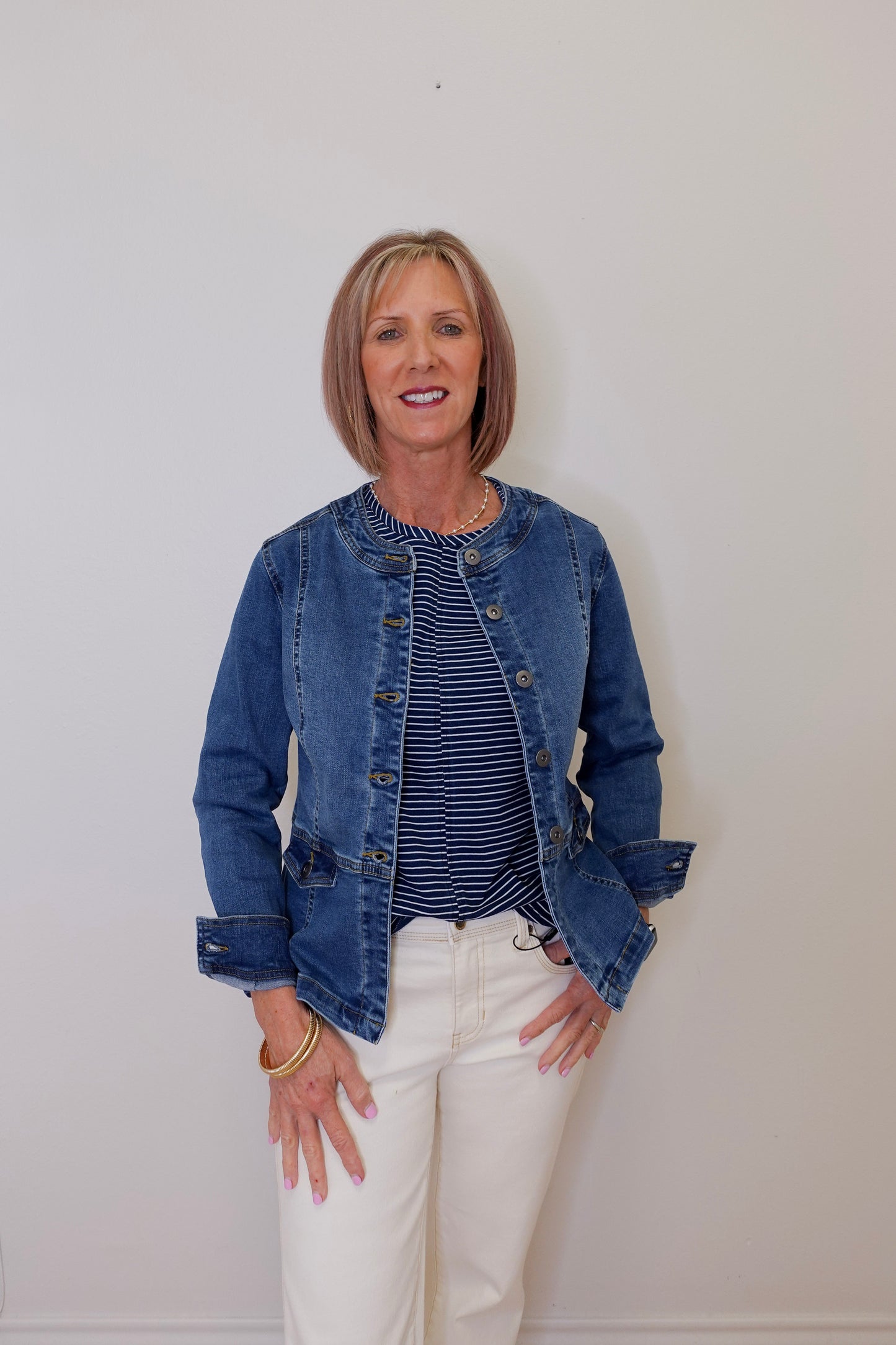 STRETCH DENIM MOTO JACKET