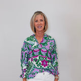 Smocked Slv V-Neck Blouse