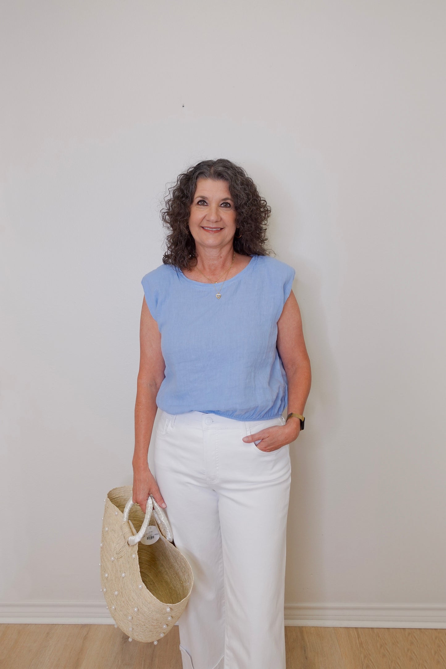 Linen Cropped Blouson Top