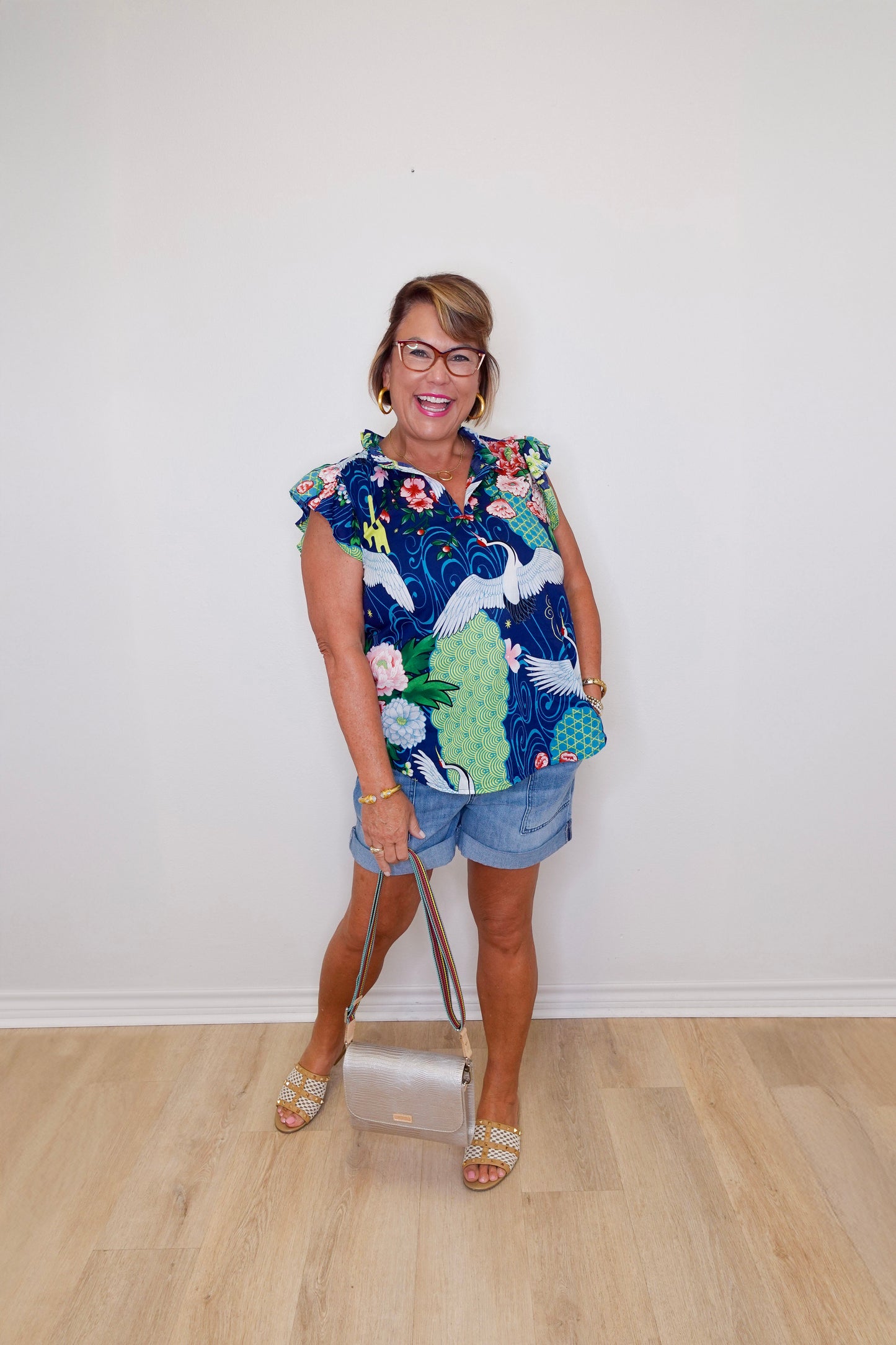Ruffle Cap Sleeve Blouse