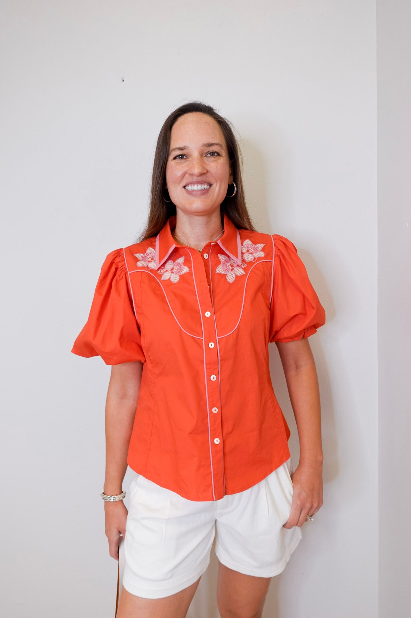 Puff Sleeve Embroidered Blouse