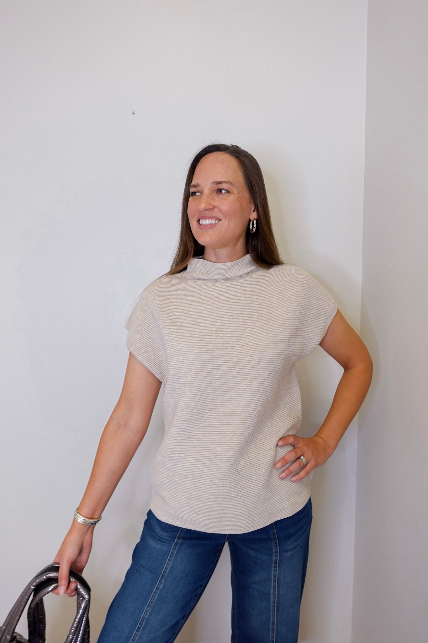 Ottoman Cap Sleeve Sweater Vest
