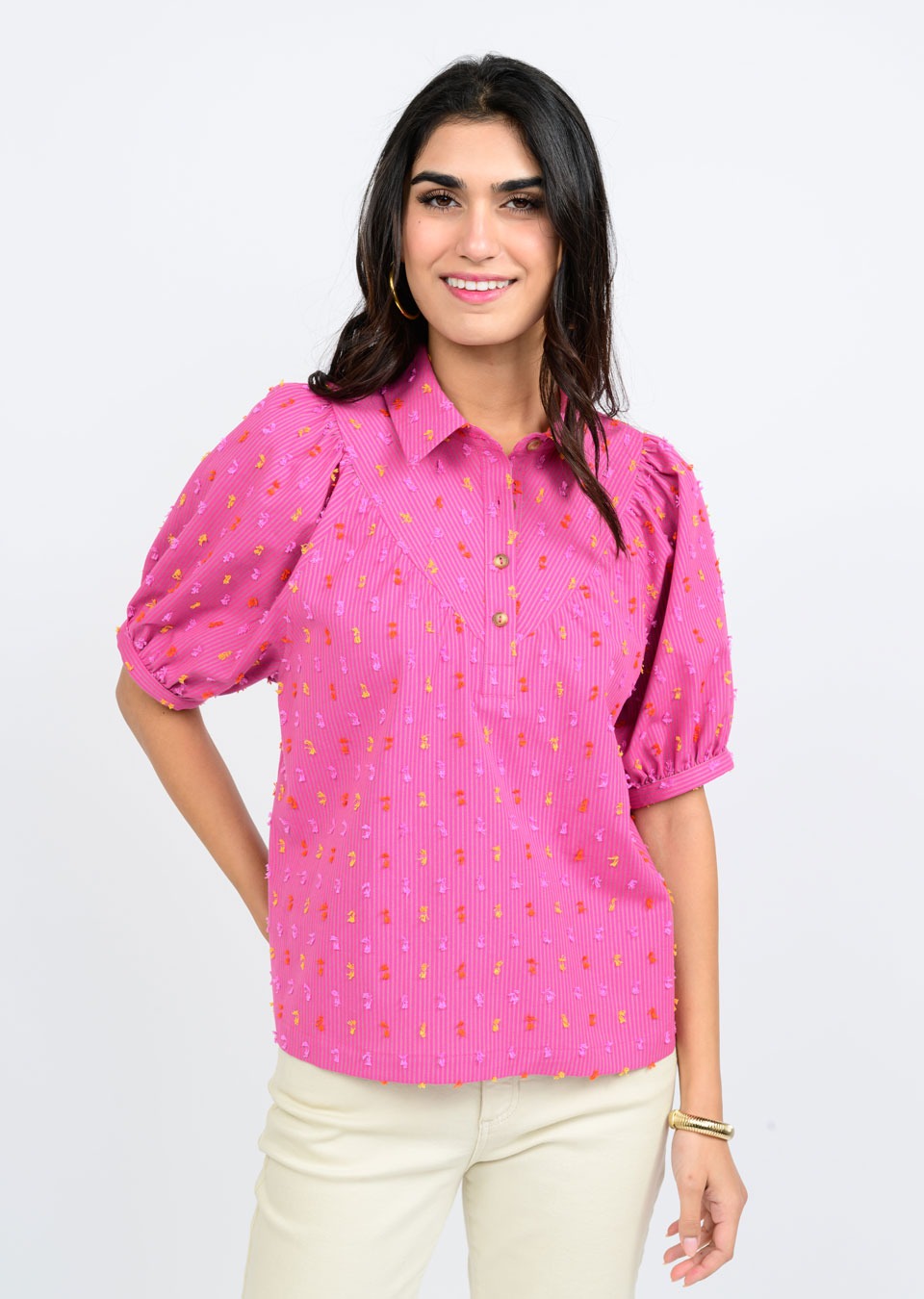 Clip Dot Stripe Top