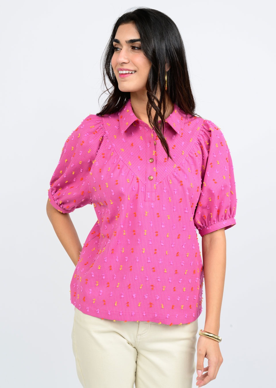 Clip Dot Stripe Top