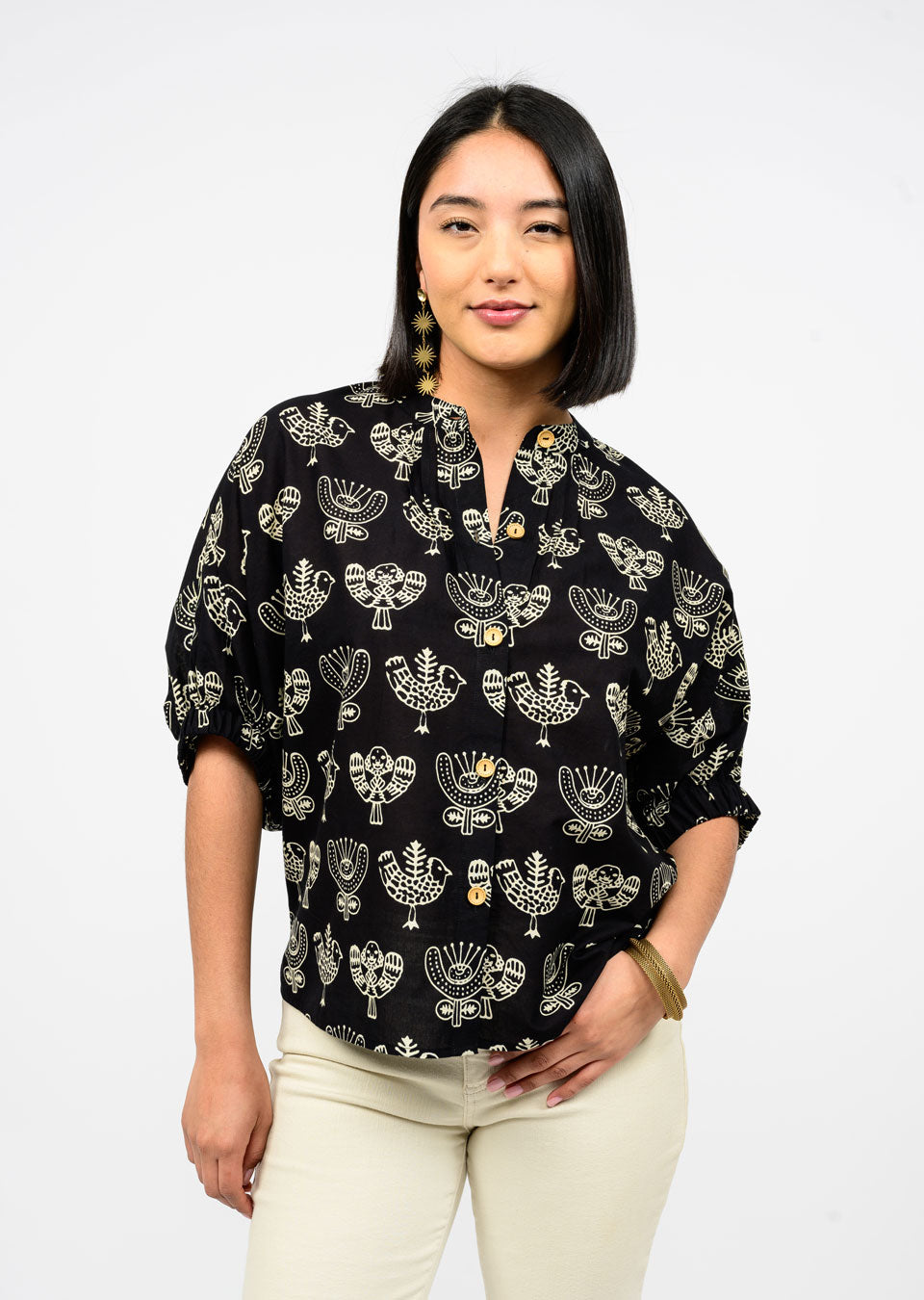 Block Print Poncho Top
