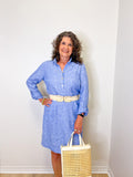 PULL-ON BUTTON UP DRESS W/ ROLL TAB SLEEVES