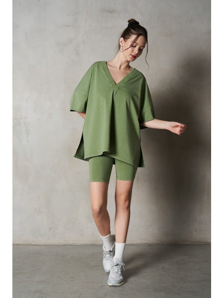 V-Neck Drop Shoulder Boxy T-Shirt