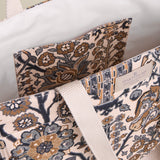 Patterned tote bags with visible branding on a neutral background