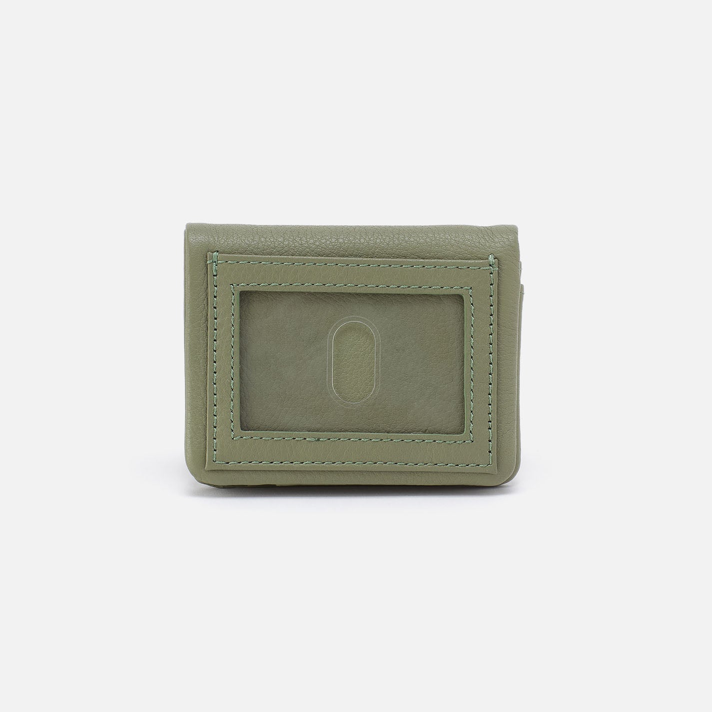 Green wallet with a card holder on a white background