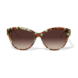 Sunglasses with tortoiseshell frame and brown gradient lenses on a white background