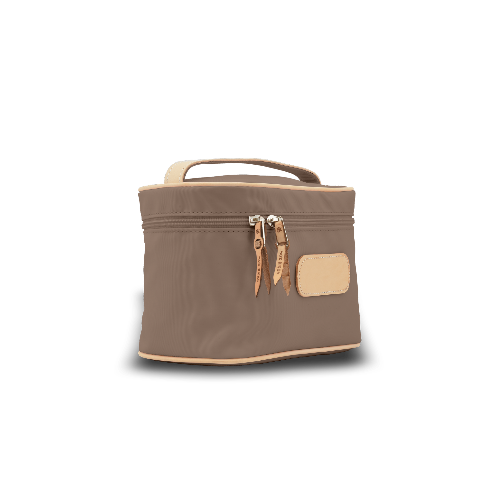 Brown bag with a handle on a white background