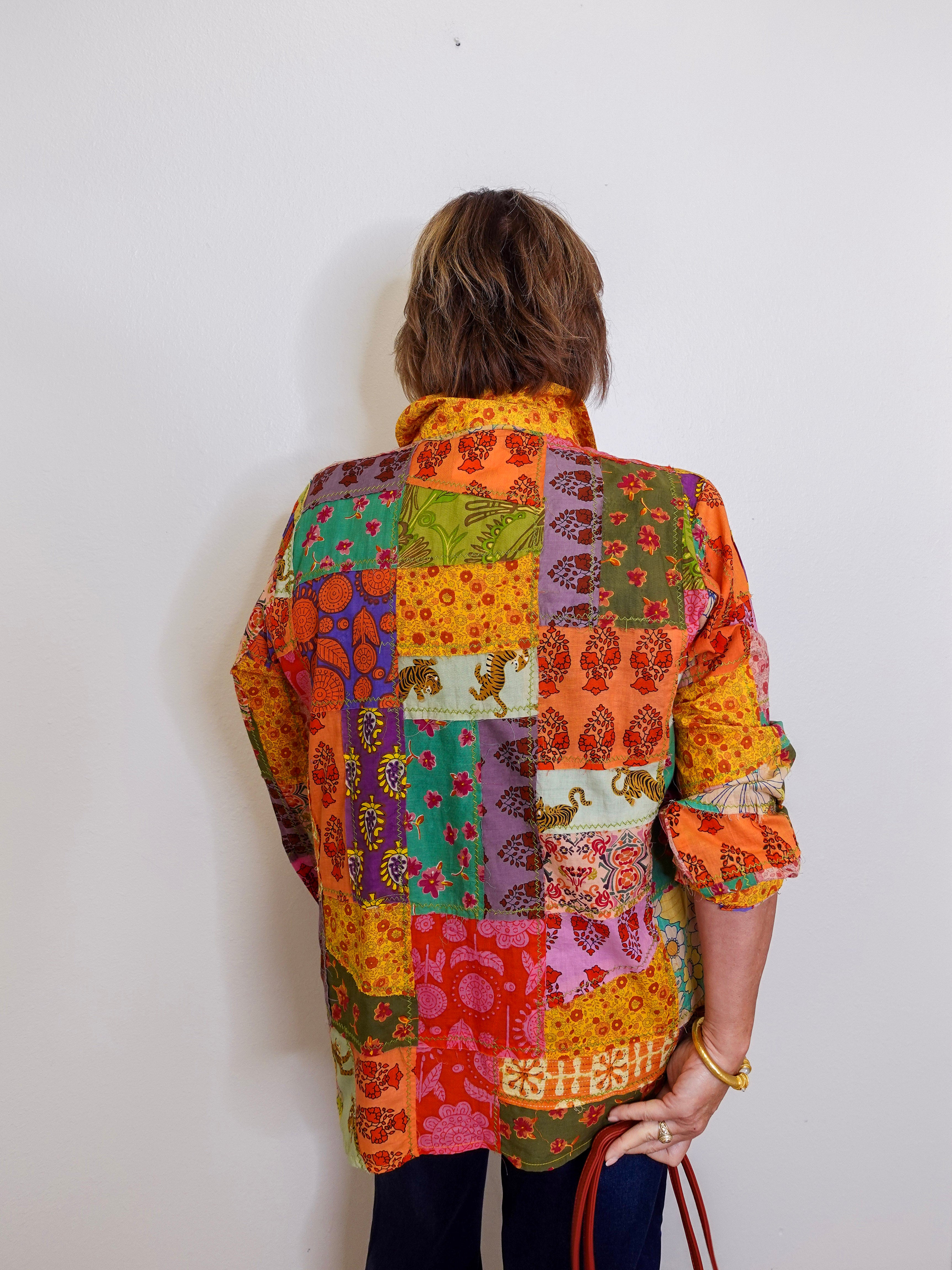 Stylish Ivy Jane patchwork top in multi-colored for women.