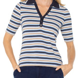 Shirred Half Sleeve Henley Top