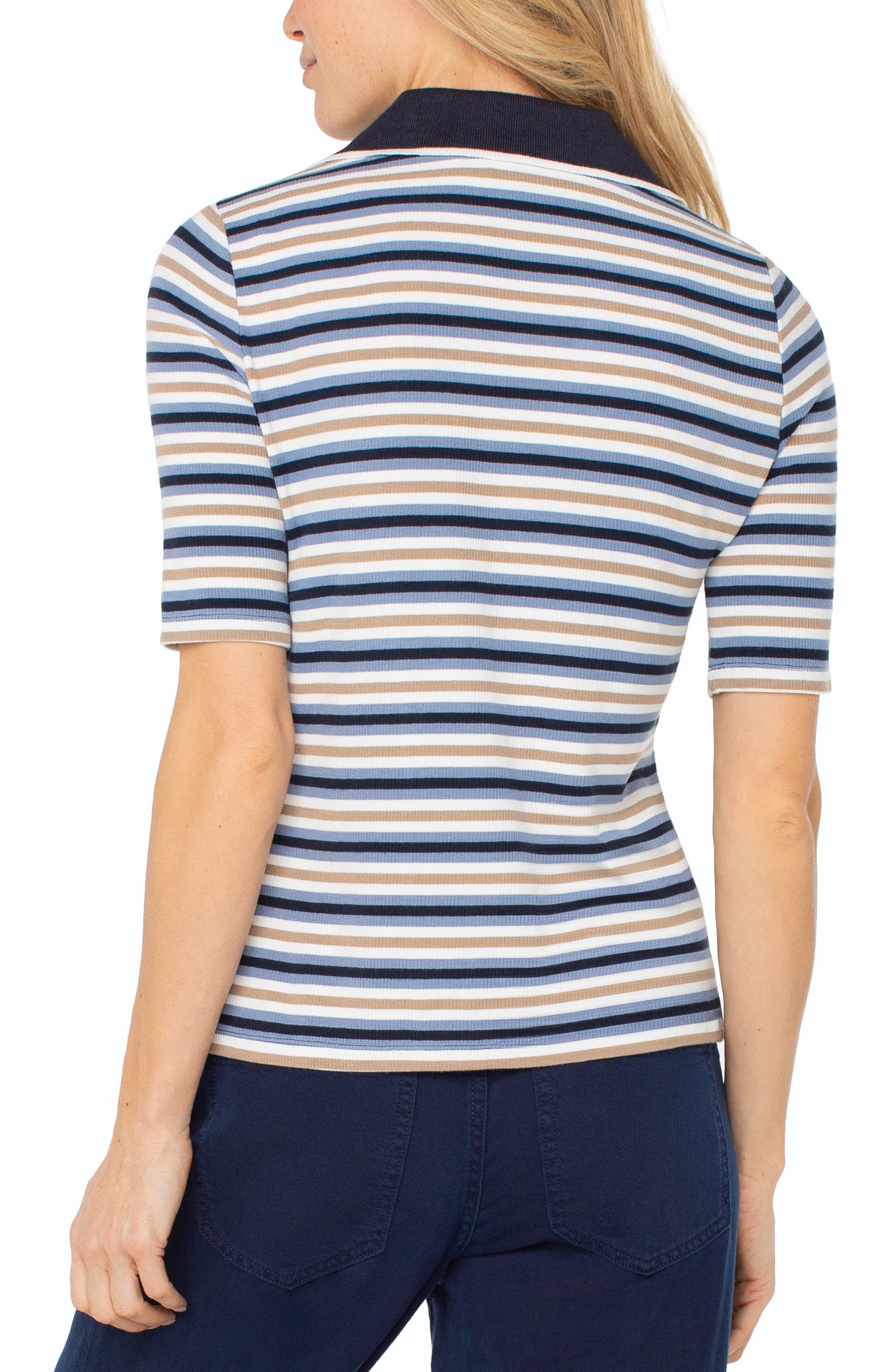 Shirred Half Sleeve Henley Top