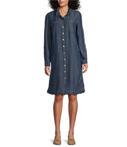 BUTTON FRONT DENIM DRESS