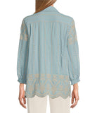 ALL OVER EYELET BUTTON FRONT BLOUSE