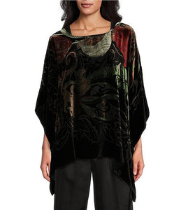 OVERSIZED BURNOUT VELVET PONCHO