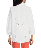 EMB. EYELET BUTTON FRONT BLOUSE