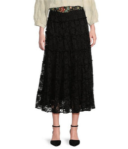 LACE TIERED SKIRT W/ BELT