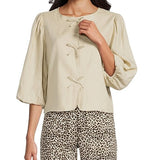 Short Jacket W/ Bubble Sleeves & Front Bow Details