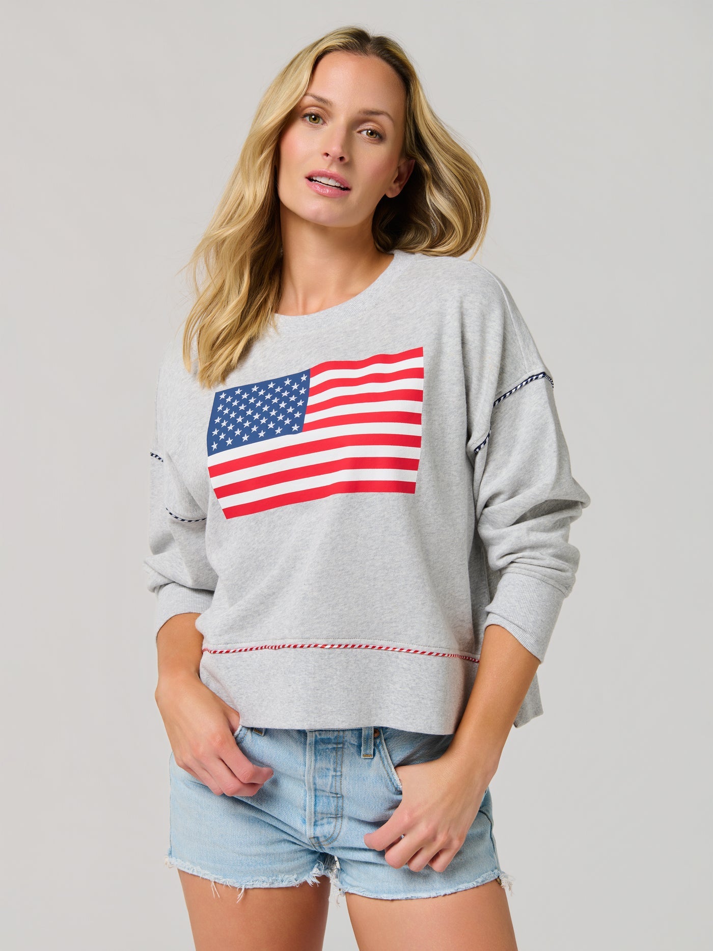 American Flag Relaxed Sweatshirt - TresChicTexas