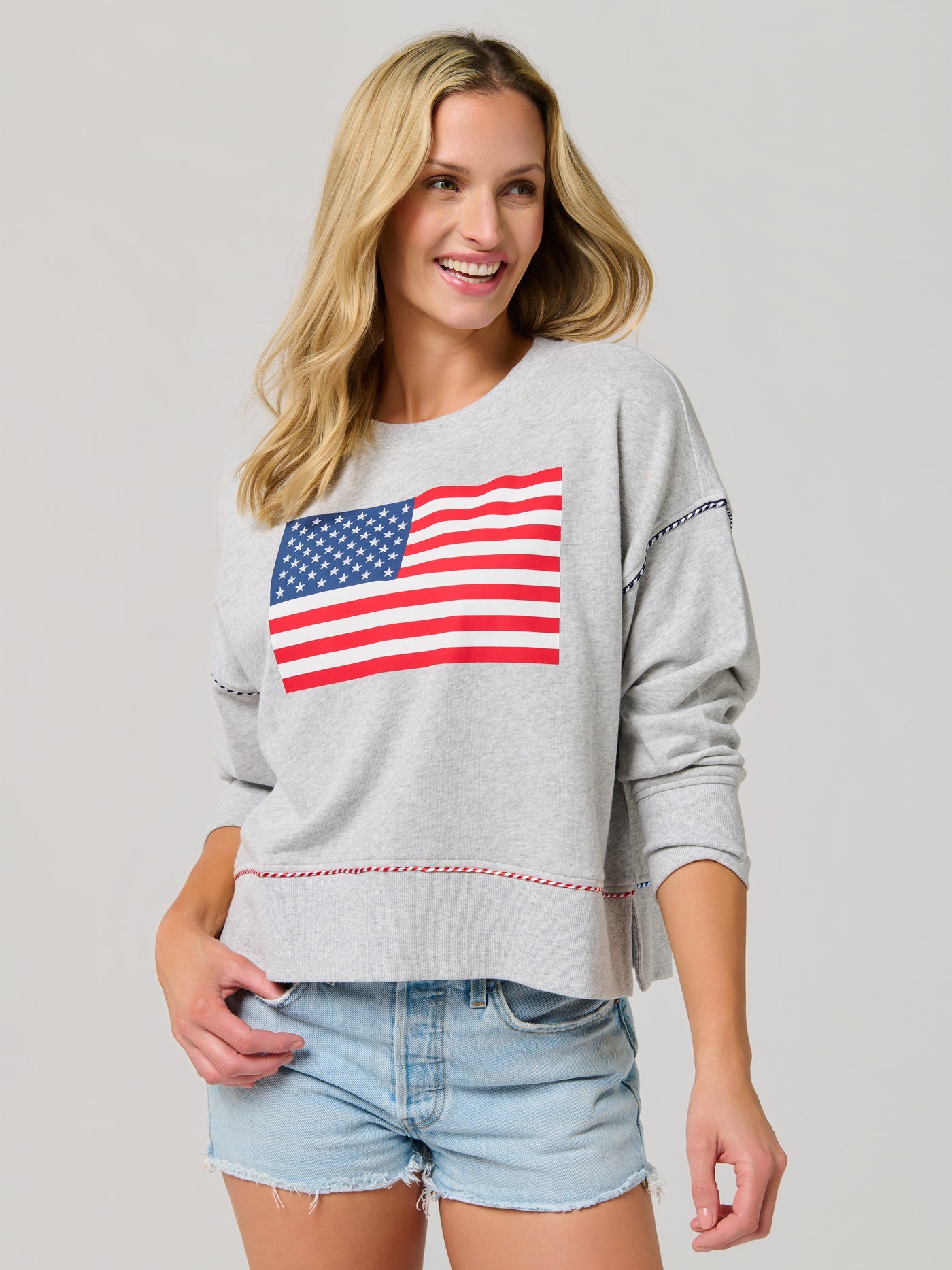 American Flag Relaxed Sweatshirt - TresChicTexas