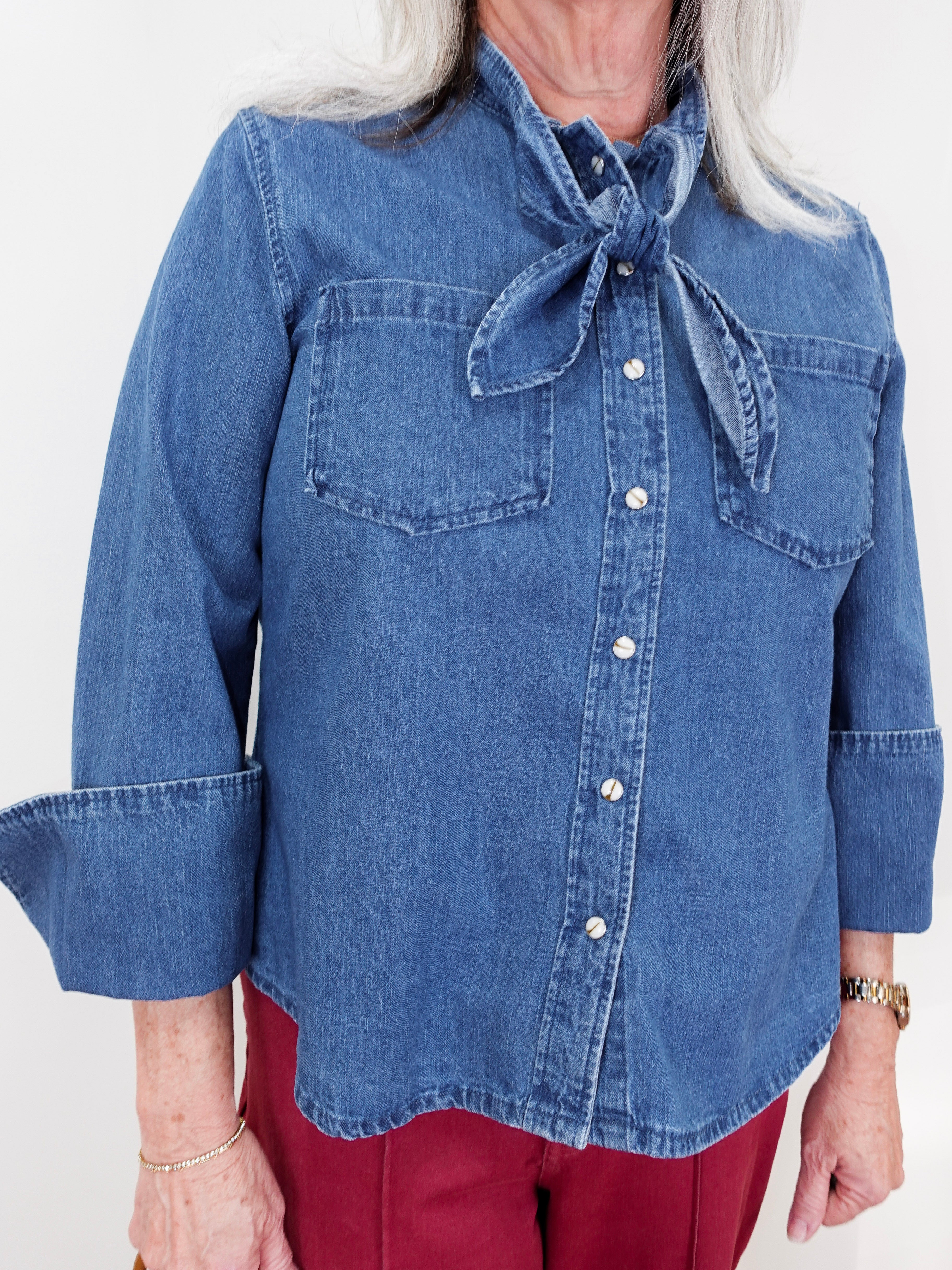 Jolene Button Down Denim Shirt - TresChicTexas