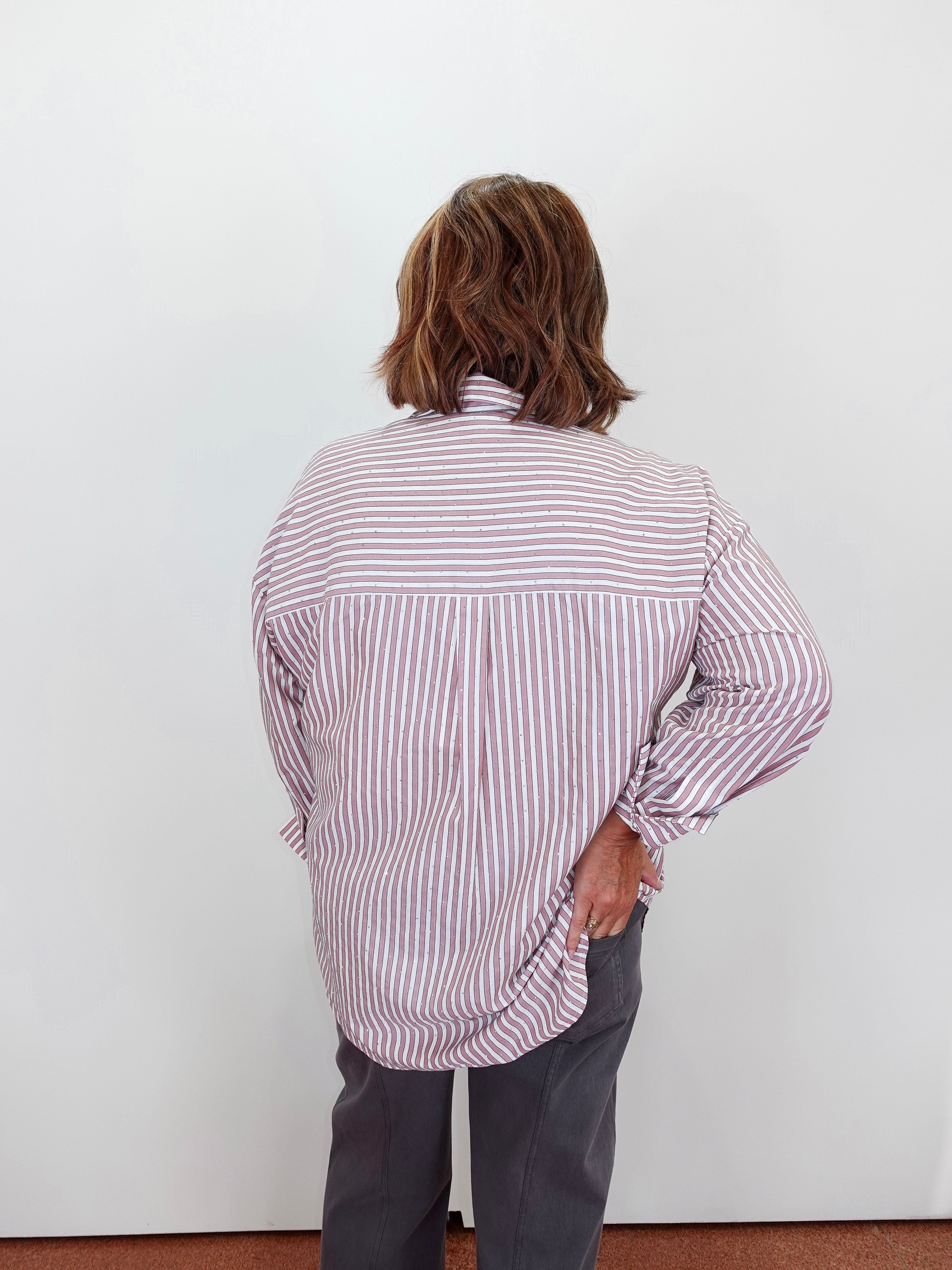 Striped Embellished Boxy Blouse - TresChicTexas