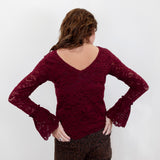 Lined Wear 2 Ways Fancy Lace Top W/ Scalloped Hem