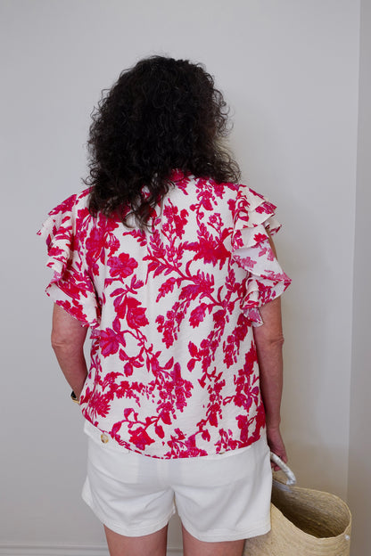 Floral Ruffled Sleeve Blouse
