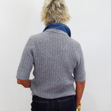 Rosie Denim Collar Sweater Knit Top