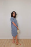 S/s Side Button Linen Dress