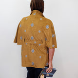 Faux Suede Embroidered Capelet / Top