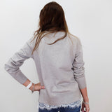 V-Neck L/S Sweater W/ Lace