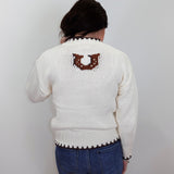 Crew Neck PuuOver W/ Horse Head Motif On Front