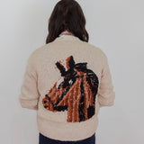 V-Neck Cardigan W/ Horseshoe Motif