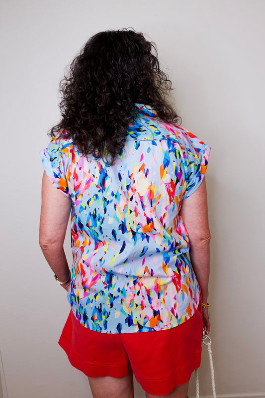 Wrap Blouse W/ Tabbed Cuffs