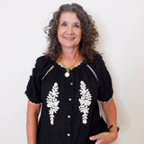 Stitched Embroidery Peasant Top