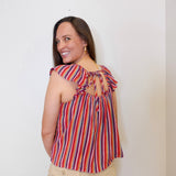 Flutter Sleeve Woven Top W / Ties
