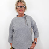 3/4 Sleeve Drawstring Neck Top
