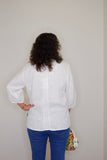 SPLIT NECK LINEN BLOUSE