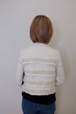 COLLARLESS JACKET W/ FRAY & LACE