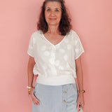 POPOVER BLOUSE W/ WAIST SHIRRING