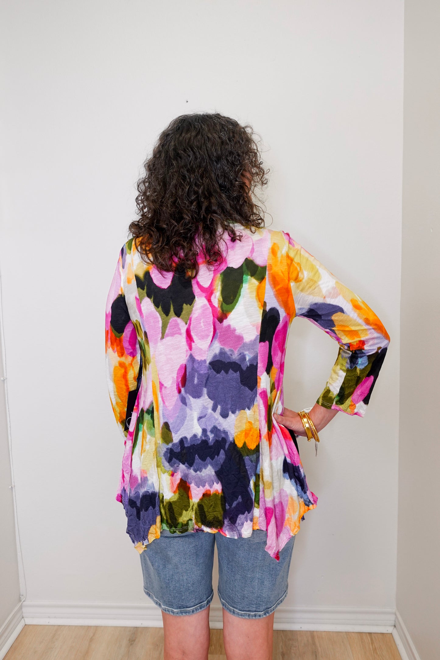 Tissue Crinkle Drape Collar Tunic