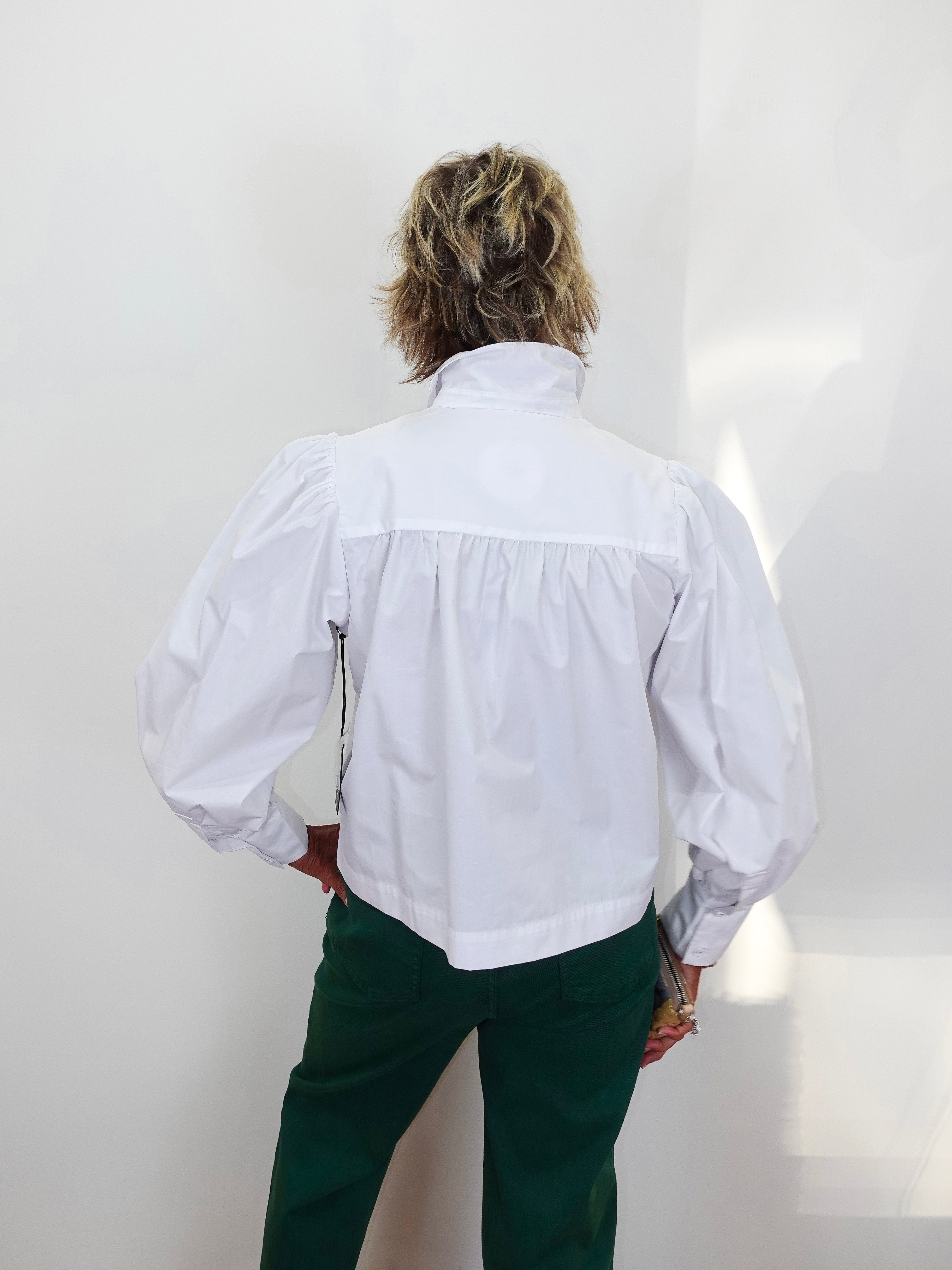Puff Long Sleeve Button Down Blouse - TresChicTexas