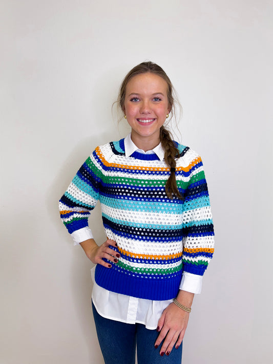 3/4 SLEEVE CREW NECK SWEATER